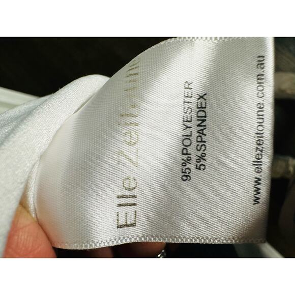 ELLE ZEITOUNE Blue Polka Dot Satin Halter Neckline Tie Waist Grace Gown Size L - Picture 13 of 16